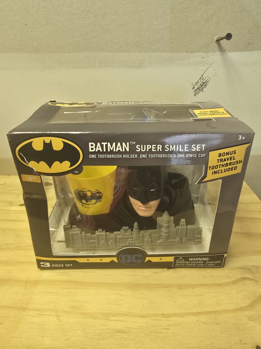 Batman Toothbrush Set in Black and Yellow Packaging